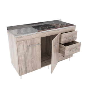 BAJOMESADA 1.20 MTS ABEDUL CON TAPA DE ACERO INOXIDABLE 3031 ORLANDI