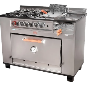 COCINA 4 HORNALLAS CON PARRILLA FREIDORA Y CARLITERO AI-23CGPAFR TECNOCALOR