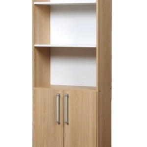 BIBLIOTECA 5 ESPACIOS 2 PUERTAS MESINA ROBLE NATURAL BLANCO RICCHEZZE