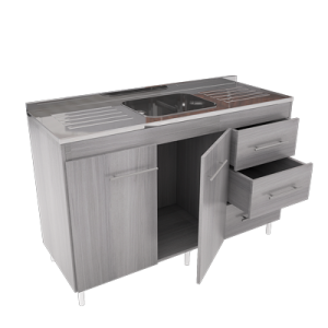 BAJOMESADA 1.2 JACARANDA CON TAPA DE ACERO INOXIDABLE