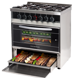 COCINA 6 HORNALLAS PUERTA VIDRIO CON PARRILLA 517VP SOL REAL