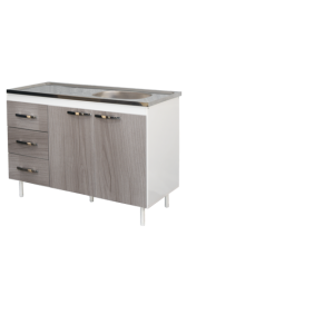 BAJOMESADA CON BACHA 1.20M GRIS Y BLANCO LINEA ACAPULCO