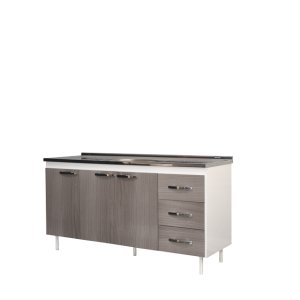 BAJOMESADA CON BACHA 1.60M GRIS Y BLANCO LINEA ACAPULCO