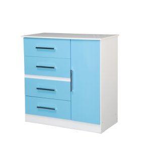 COMODA CELESTE Y BLANCO LINEA FORTALEZA INFANTIL