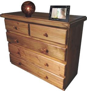COMODA DE PINO 5 CAJONES