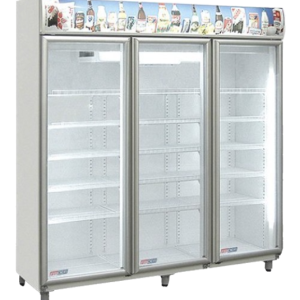 EXHIBIDORA VERTICAL 3 PUERTAS CORREDIZAS CON TERMOPANEL DE VIDRIO FRIDER