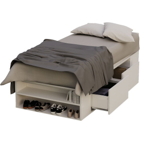 CAMA 1 PLAZA CON 2 CAJONES Y ESTANTE BLANCA CAM100-B IMPORBRAS S. A.