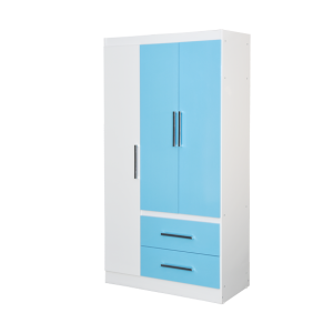 ROPERO 3 PUERTAS Y 2 CAJONES CELESTE Y BLANCO LINEA INFANTIL