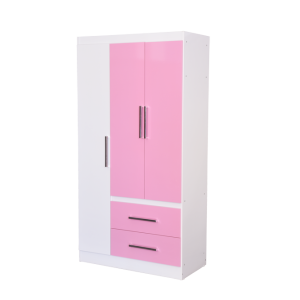 ROPERO 3 PUERTAS Y 2 CAJONES ROSA Y BLANCO LINEA INFANTIL