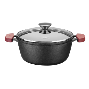 CACEROLA 24CM HIERRO CON TAPA VIDRIO 8342 MTA